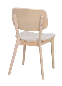 Barrett stol vitpigmenterad ek/ljusbeige tyg 2-pack