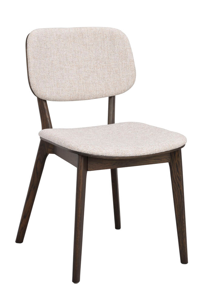 Barrett stol brun ek/ljusbeige tyg 2-pack