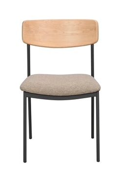 Maymont stol ek/mörkbeige tyg/svarta metallben 2-pack