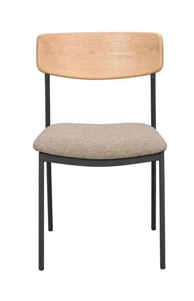 Maymont stol ek/mörkbeige tyg/svarta metallben 2-pack