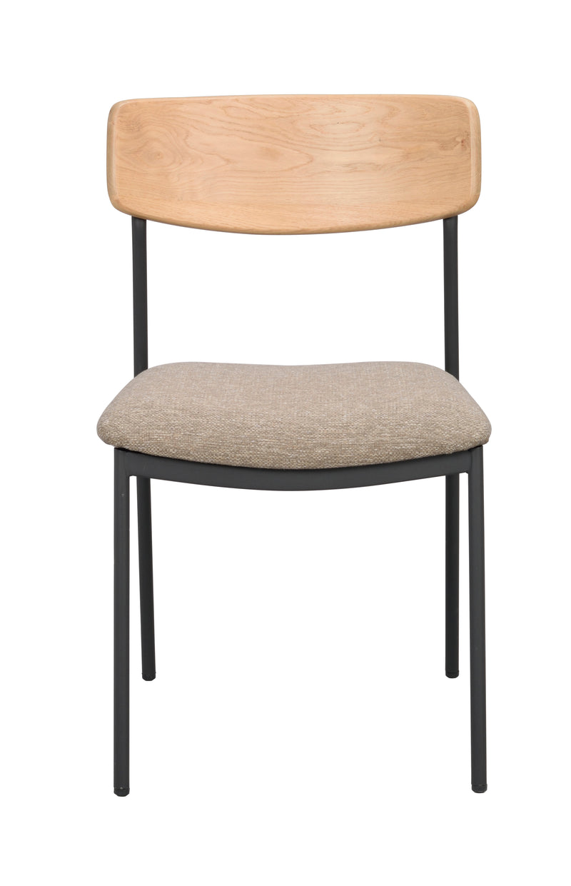 Maymont stol ek/mörkbeige tyg/svarta metallben 2-pack