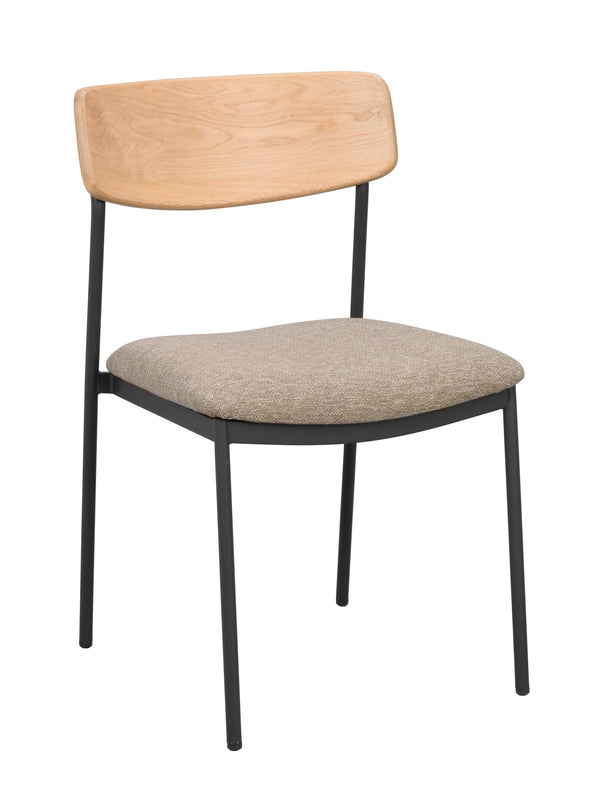 Maymont stol ek/mörkbeige tyg/svarta metallben 2-pack