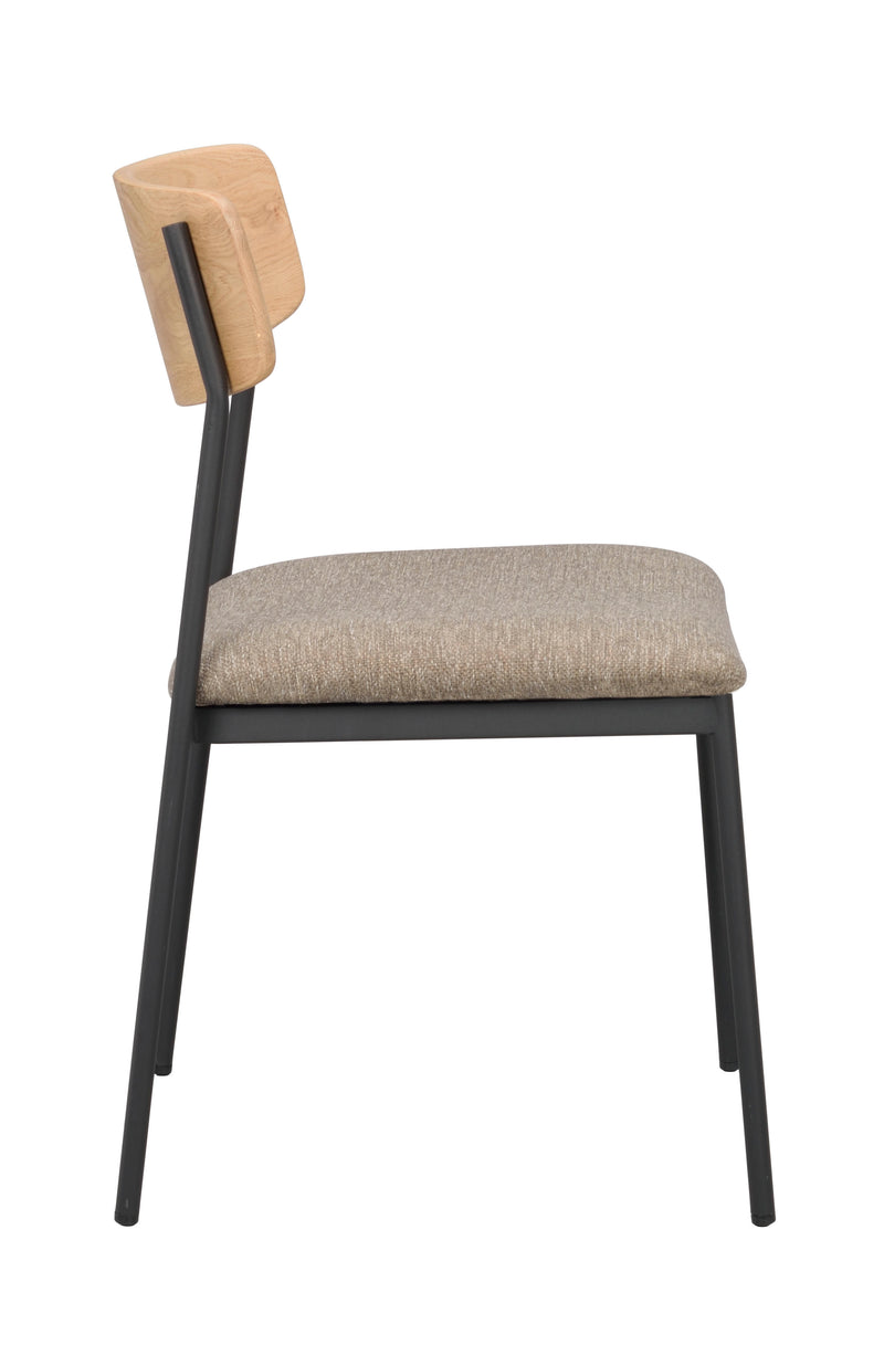 Maymont stol ek/mörkbeige tyg/svarta metallben 2-pack