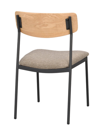 Maymont stol ek/mörkbeige tyg/svarta metallben 2-pack