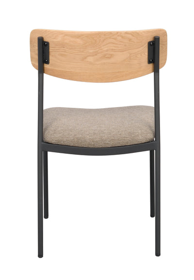 Maymont stol ek/mörkbeige tyg/svarta metallben 2-pack