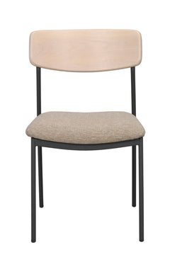 Maymont stol vitpigmenterad ek/mörkbeige tyg/svarta metallben 2-pack