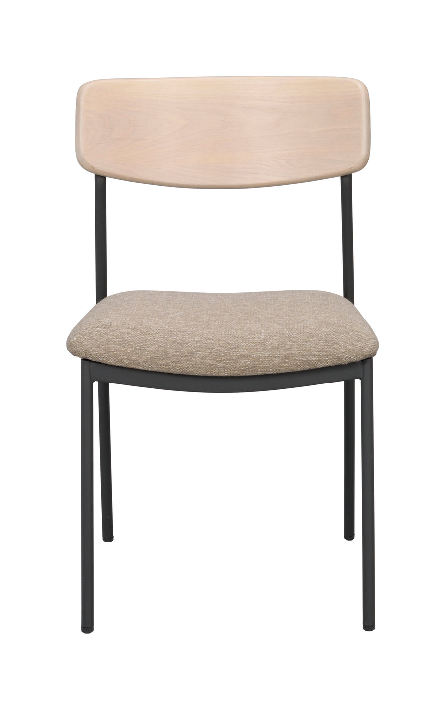 Maymont stol vitpigmenterad ek/mörkbeige tyg/svarta metallben 2-pack
