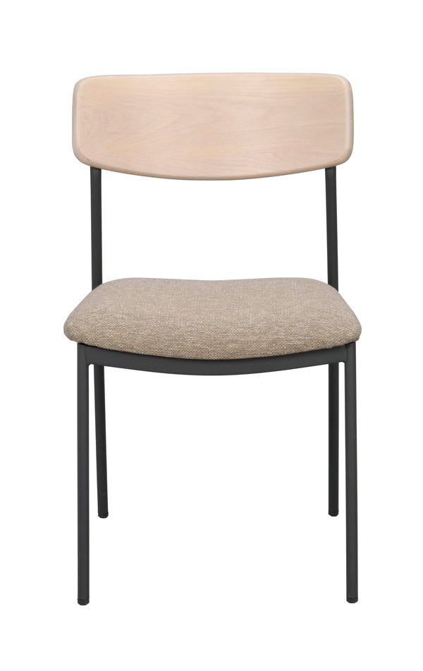 Maymont stol vitpigmenterad ek/mörkbeige tyg/svarta metallben 2-pack