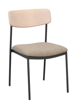 Maymont stol vitpigmenterad ek/mörkbeige tyg/svarta metallben 2-pack