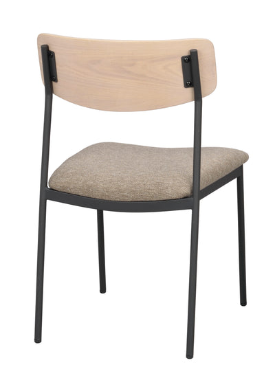 Maymont stol vitpigmenterad ek/mörkbeige tyg/svarta metallben 2-pack
