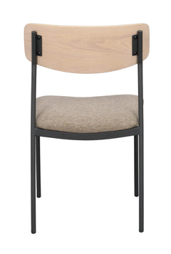 Maymont stol vitpigmenterad ek/mörkbeige tyg/svarta metallben 2-pack