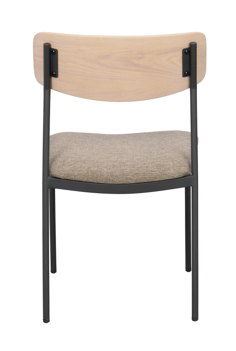 Maymont stol vitpigmenterad ek/mörkbeige tyg/svarta metallben 2-pack