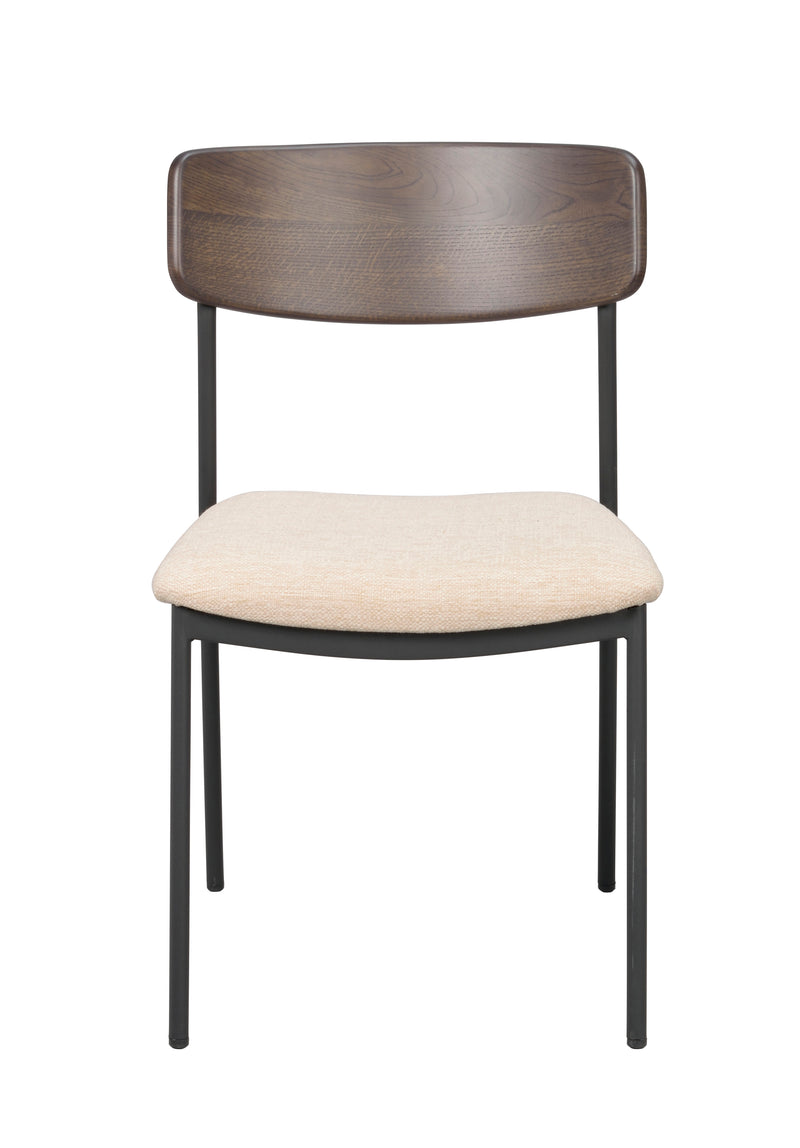 Maymont stol brun ek/ljusbeige tyg/svarta metallben 2-pack