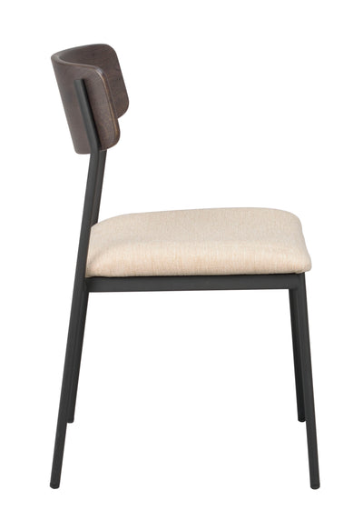 Maymont stol brun ek/ljusbeige tyg/svarta metallben 2-pack