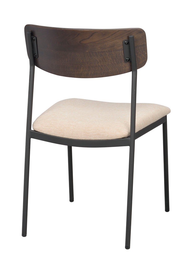 Maymont stol brun ek/ljusbeige tyg/svarta metallben 2-pack