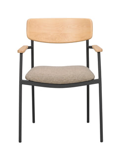 Maymont karmstol ek/mörkbeige tyg/svarta metallben 2-pack