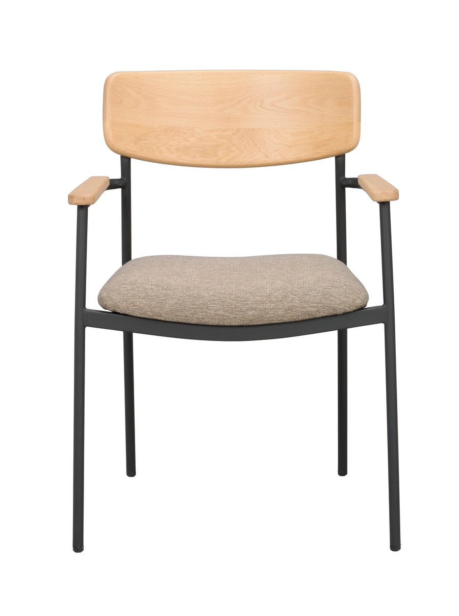 Maymont karmstol ek/mörkbeige tyg/svarta metallben 2-pack