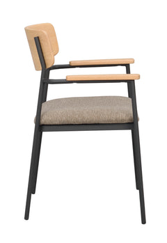 Maymont karmstol ek/mörkbeige tyg/svarta metallben 2-pack