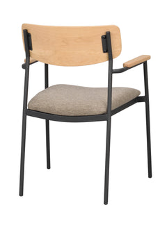 Maymont karmstol ek/mörkbeige tyg/svarta metallben 2-pack