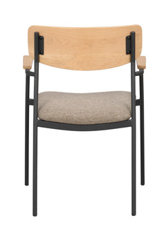 Maymont karmstol ek/mörkbeige tyg/svarta metallben 2-pack