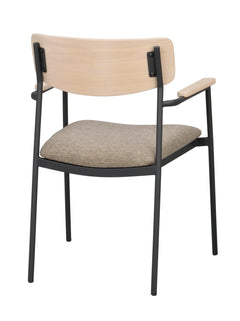 Maymont karmstol vitpigmenterad ek/mörkbeige tyg/svarta metallben 2-pack