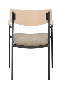 Maymont karmstol vitpigmenterad ek/mörkbeige tyg/svarta metallben 2-pack