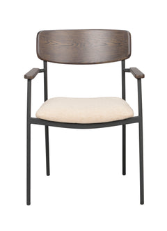 Maymont karmstol brun ek/ljusbeige tyg/svarta metallben 2-pack