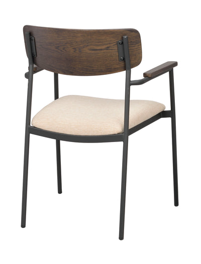 Maymont karmstol brun ek/ljusbeige tyg/svarta metallben 2-pack