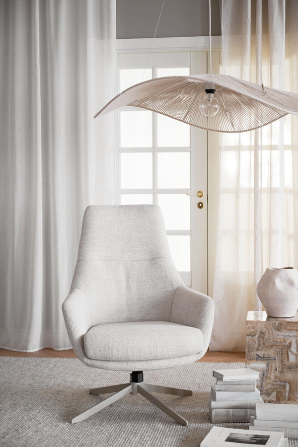 Conroe fåtölj ljusbeige tyg/beige metall snurr