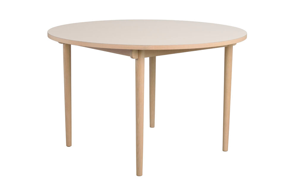Fairmount matbord runt Ø120 beige HPL/vitpigmenterad ek