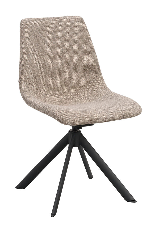 Dunmore stol mörkbeige tyg/svart metall snurr-tilt 2-pack