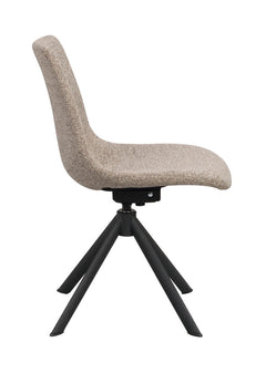 Dunmore stol mörkbeige tyg/svart metall snurr-tilt 2-pack
