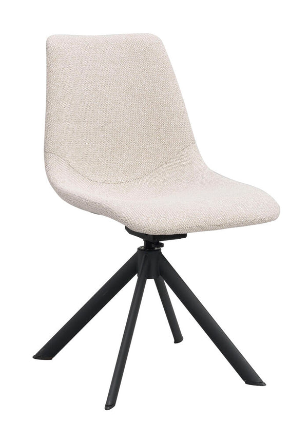 Dunmore stol ljusbeige tyg/svart metall snurr-tilt 2-pack