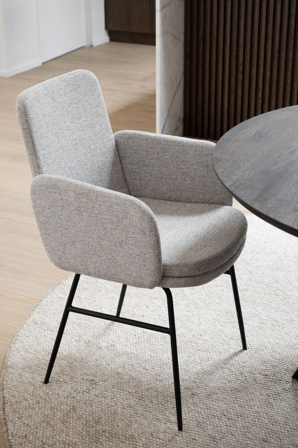 Conklin karmstol ljusbeige tyg/svarta metallben 2-pack