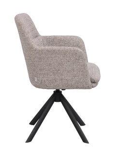 Gladstone karmstol mörkbeige tyg/svarta metallben snurr-tilt 2-pack