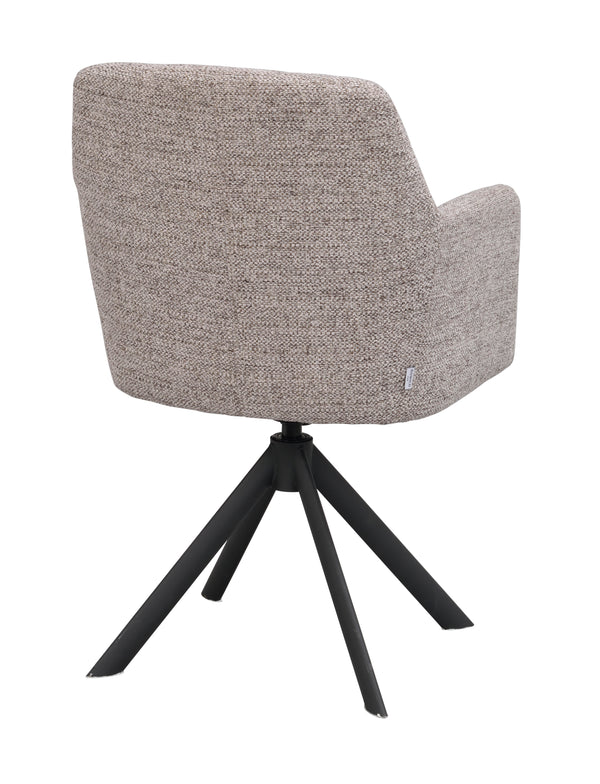 Gladstone karmstol mörkbeige tyg/svarta metallben snurr-tilt 2-pack