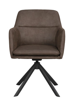 Gladstone karmstol mörkbrun läder-textil/svart metall snurr-tilt 2-pack