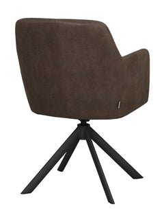 Gladstone karmstol mörkbrun läder-textil/svart metall snurr-tilt 2-pack