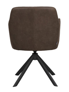 Gladstone karmstol mörkbrun läder-textil/svart metall snurr-tilt 2-pack