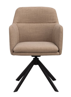 Gladstone karmstol mellanbeige tyg/svart metall snurr-tilt 2-pack
