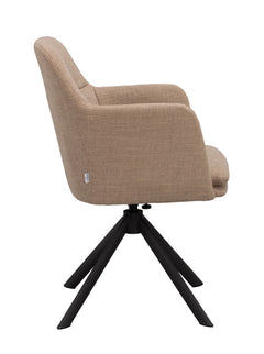 Gladstone karmstol mellanbeige tyg/svart metall snurr-tilt 2-pack