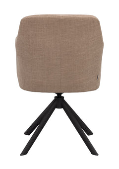 Gladstone karmstol mellanbeige tyg/svart metall snurr-tilt 2-pack