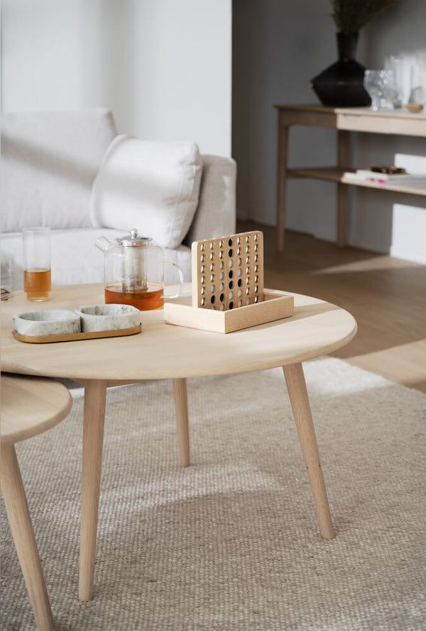 Tompkins soffbord ø90 vitpigmenterad ek