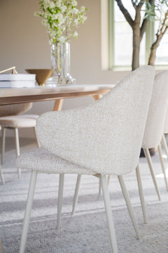 Drake karmstol beige tyg/beige metallben 2-pack
