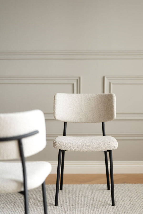 Herbster stol beige tyg/svarta metallben 2-pack