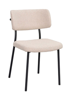 Herbster stol beige tyg/svarta metallben 2-pack