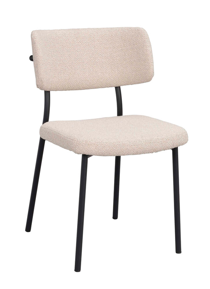 Herbster stol beige tyg/svarta metallben 2-pack