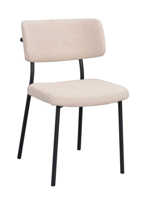 Herbster stol beige tyg/svarta metallben 2-pack