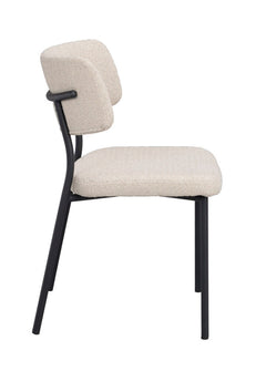 Herbster stol beige tyg/svarta metallben 2-pack