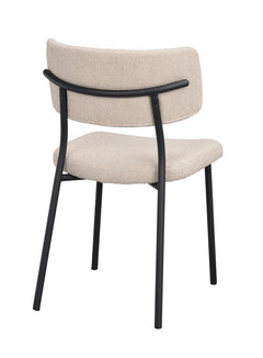 Herbster stol beige tyg/svarta metallben 2-pack